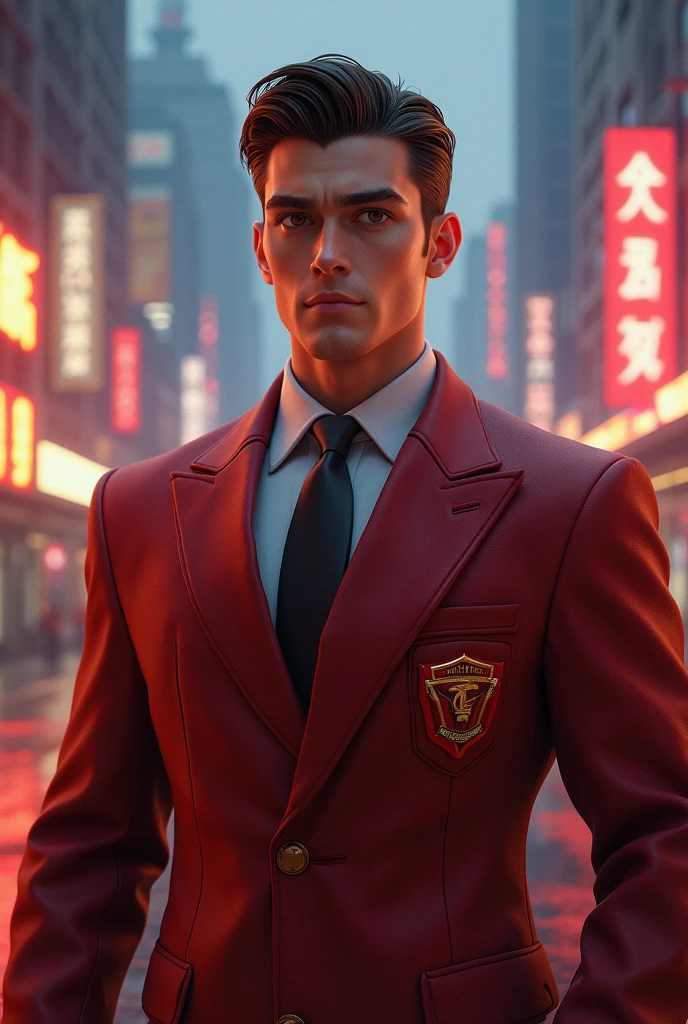 photorealistic, anthropomorphic lightning mcqueen, extremely detailed facial features, beautiful eyes, perfect skin, detailed realistic hair, muscular male body, elegant clothing, cinematic lighting, dramatic pose, dynamic environment, stunning 8k resolution, intricate details, photorealistic textures, hyper-realistic, cinematic composition, dramatic color palette, warm lighting, film grain
