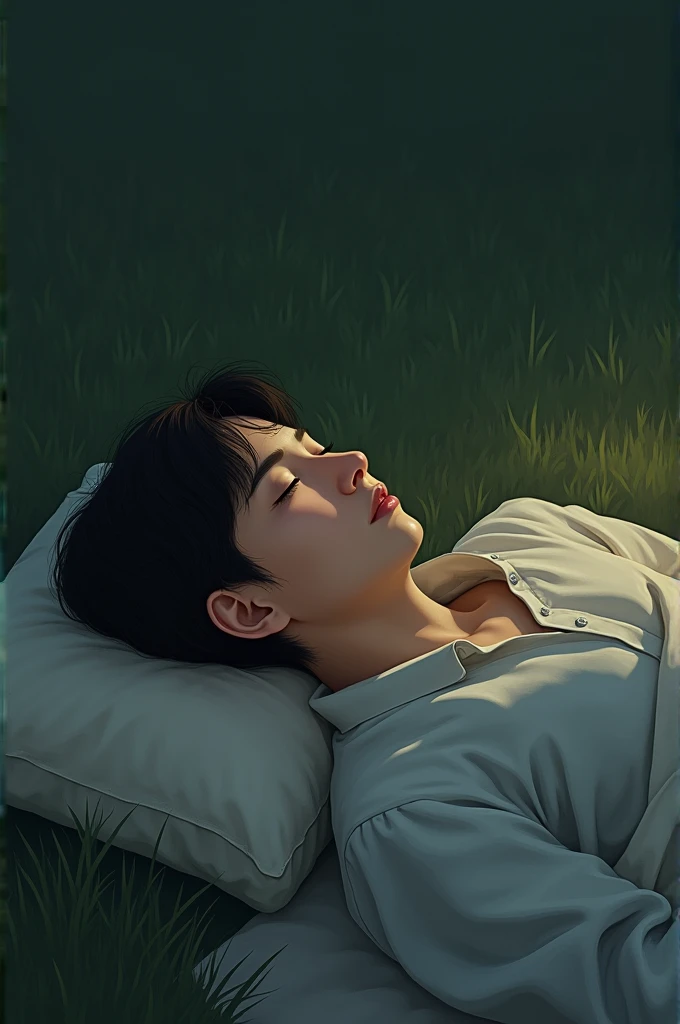 Create an image of a person lying down thinking 
