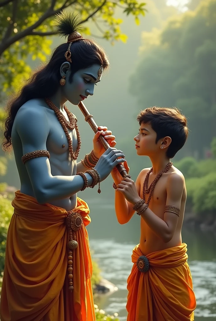 A brahmin boy of 26 years learn to play flute from lord krishna