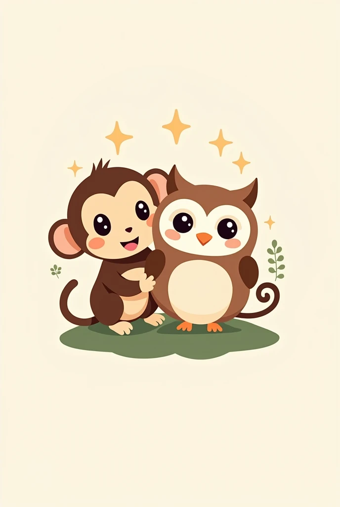 Cute monkey and owl logo