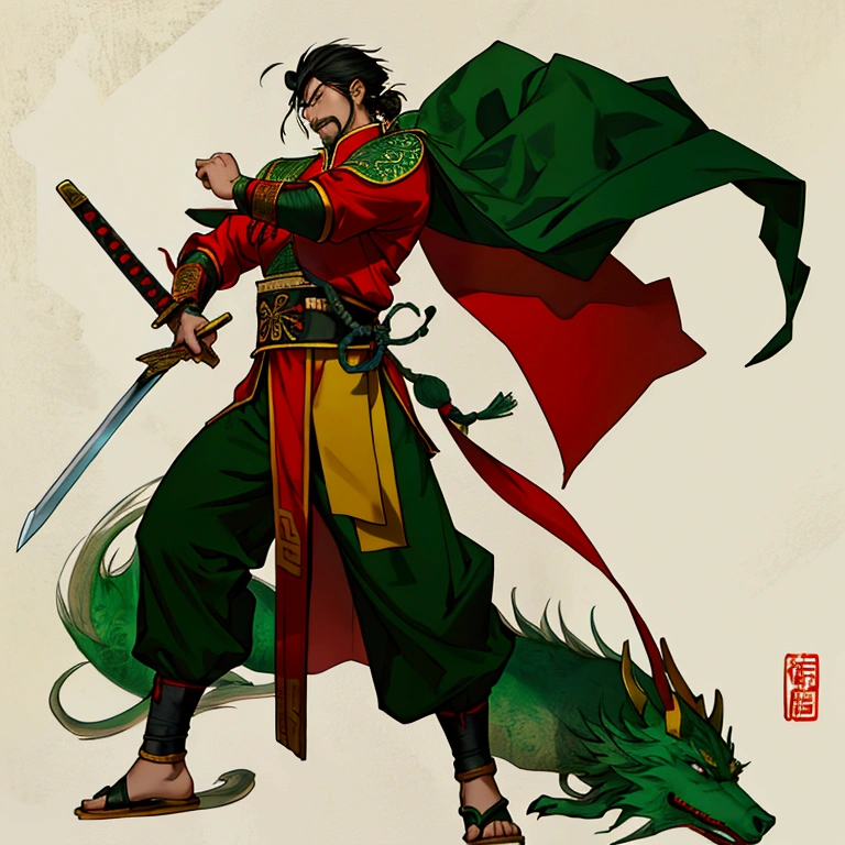 Cao Cao,man,Wearing Chinese warrior costume,holding a sword,stand,Put on the green Chinese warrior shoes