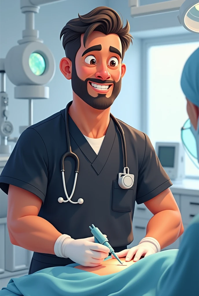 Male Docter in black scrub animation