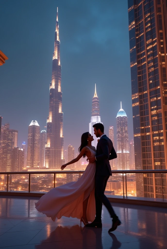 Couple dancings near burj khalifa