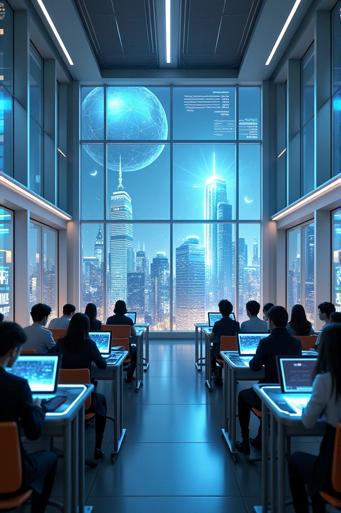 futuristic classroom with advance technology
