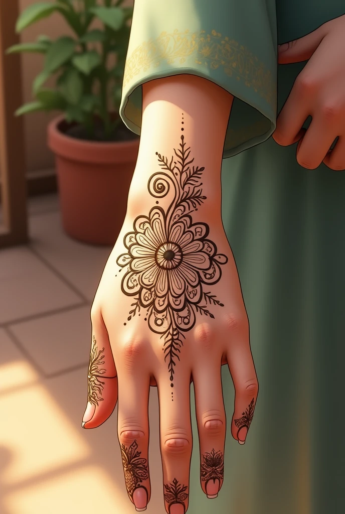Mehendi on girl hand written rahman nabiha
