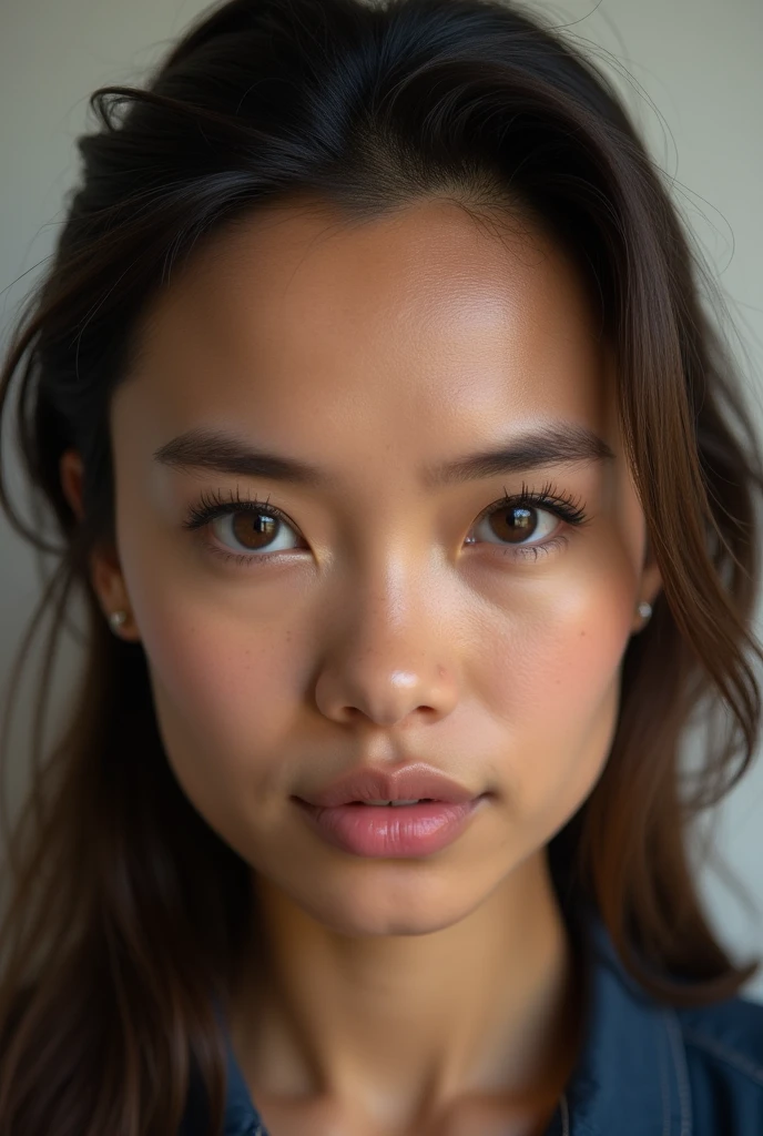 Portrait of a person with a confident and determined expression. The image must reflect authenticity and mental strength. The background should be neutral or slightly blurred to highlight the subject.. The lighting should be soft but clear., focusing on the face to convey a sense of clarity and focus