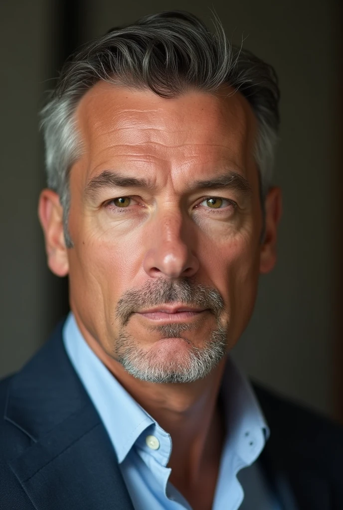 Portrait of a man with an expression of confidence and determination. The image must reflect authenticity and mental strength. The background should be neutral or slightly blurred to highlight the subject.. The lighting should be soft but clear., focusing on the face to convey a sense of clarity and focus