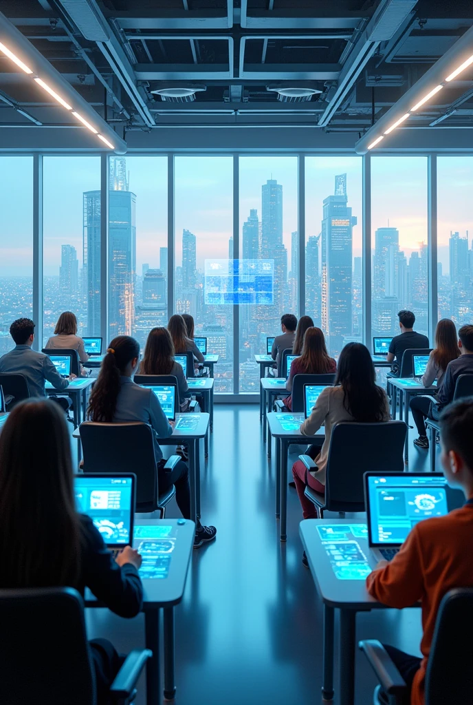 futuristic classroom with advance technology