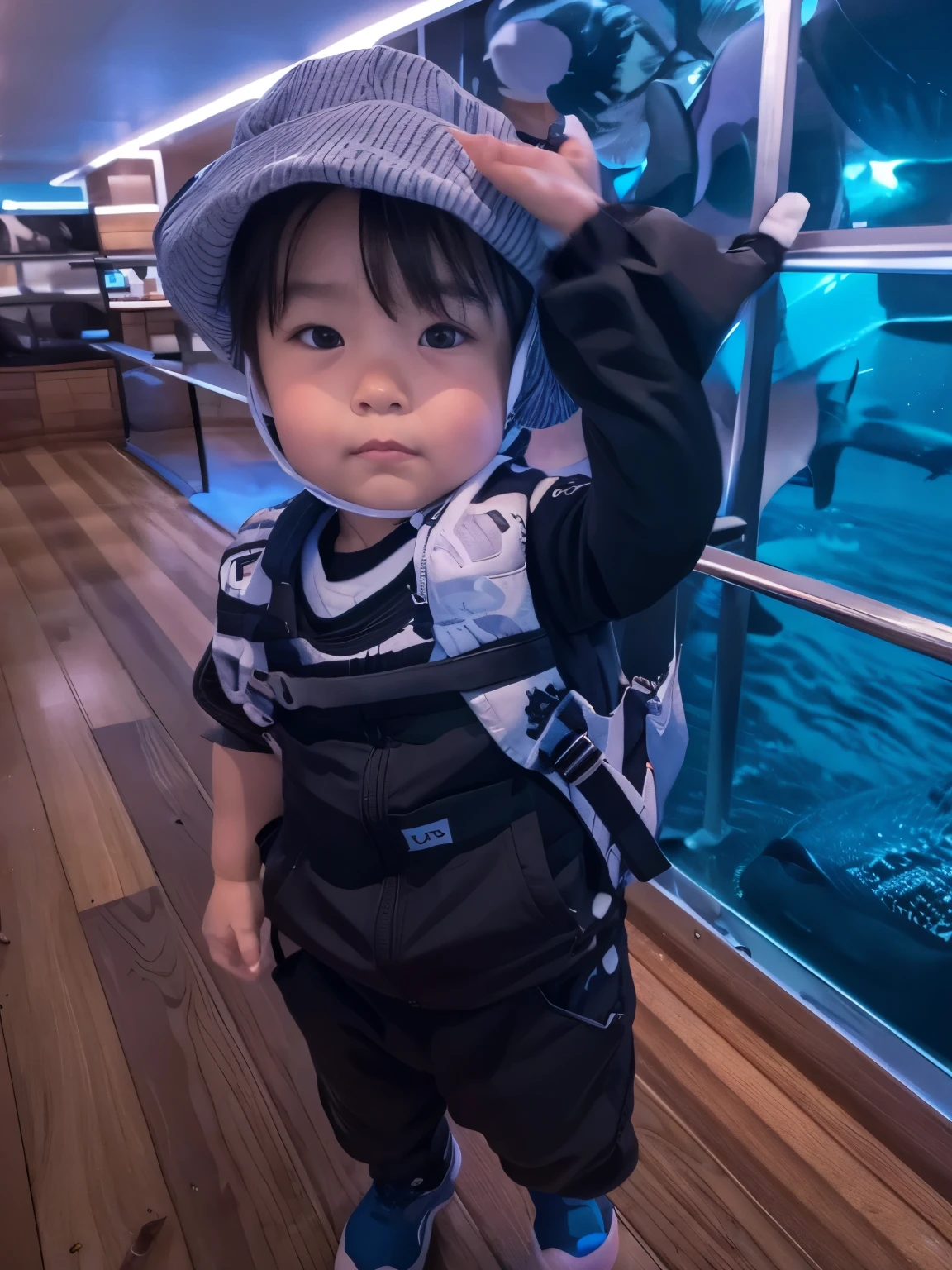 Please include a jumping killer whale in the background
