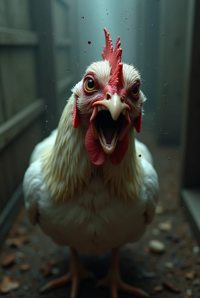 The throat of the chicken is squeezed so that the chicken's soul is coming out