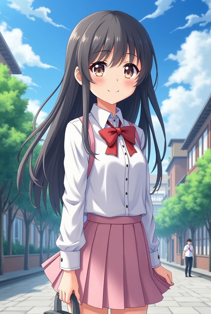 anime high school girl in her uniform