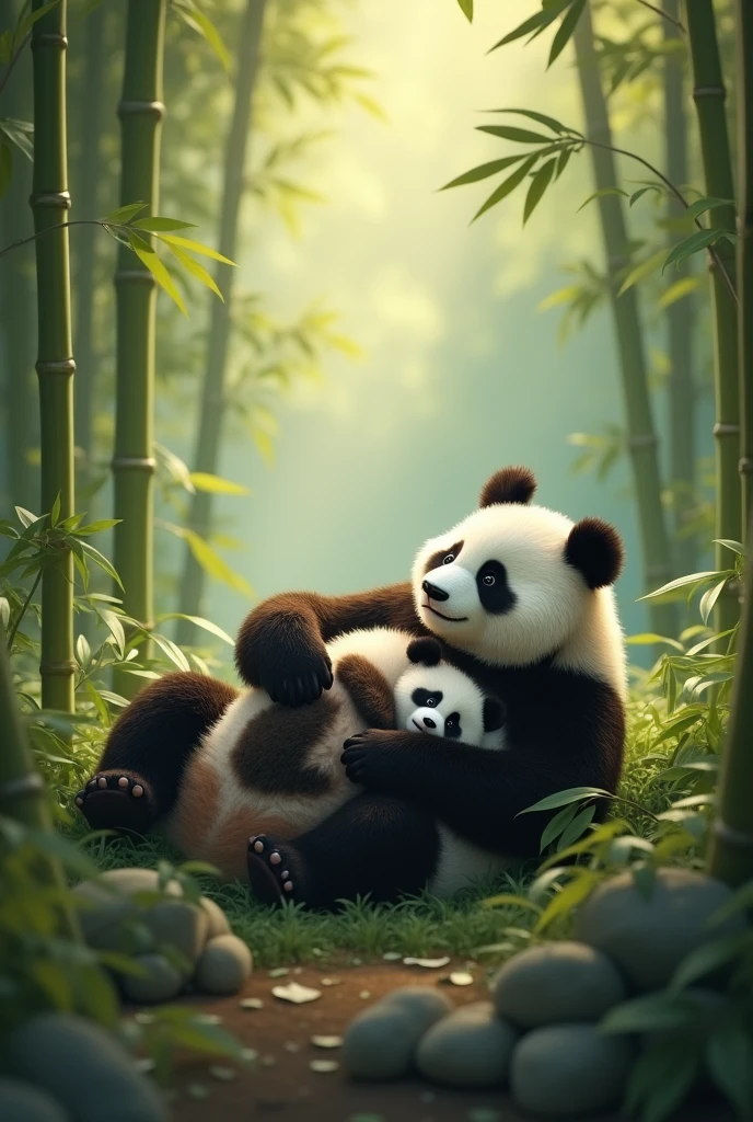 Lazy panda give birth