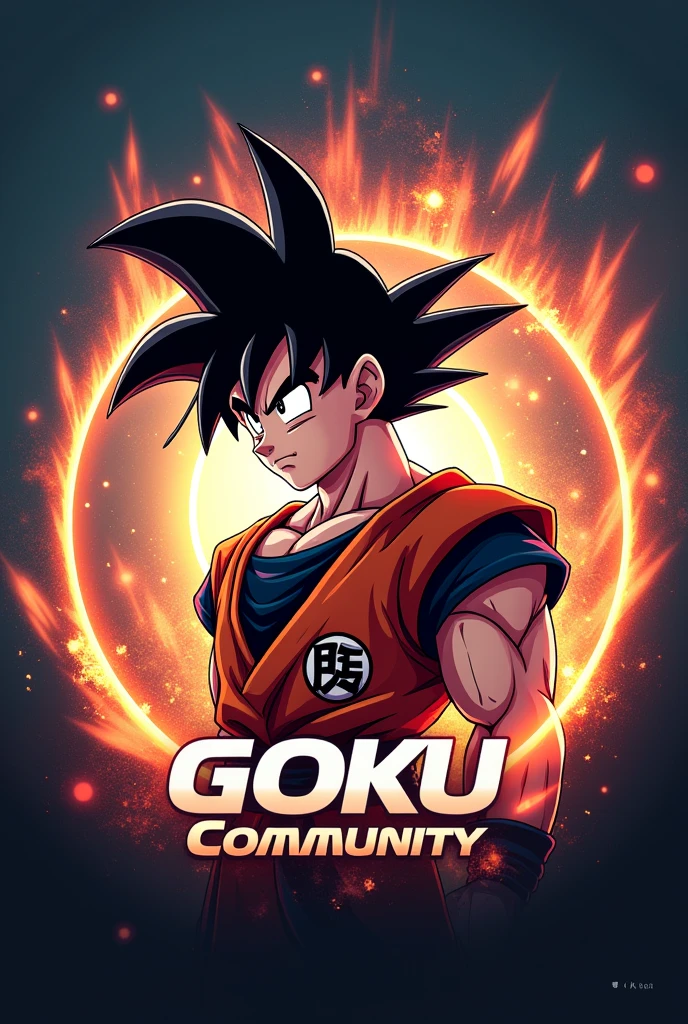 Make a logo of Goku anime character named Goku Community with aesthetic background in 4k resulation 
