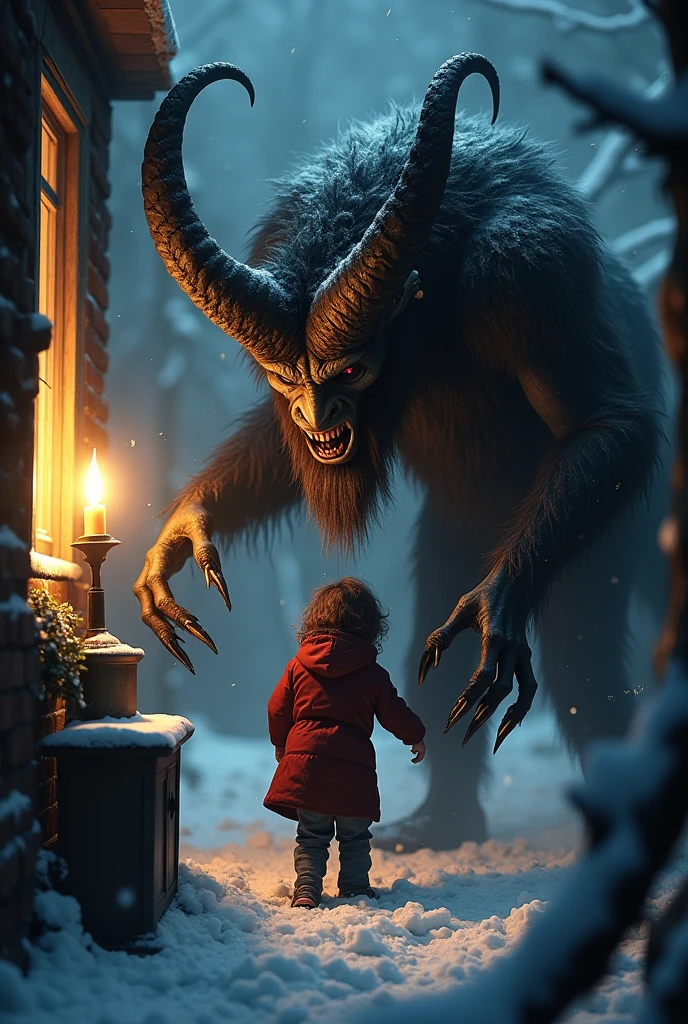 Krampus taking a child
