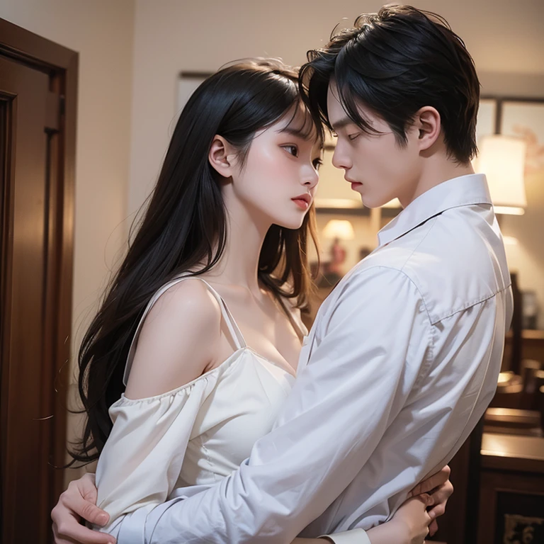 Highest quality、masterpiece、High sensitivity、High resolution、Detailed Description、Slender women、A man is carrying a woman.、Lift with both hands、