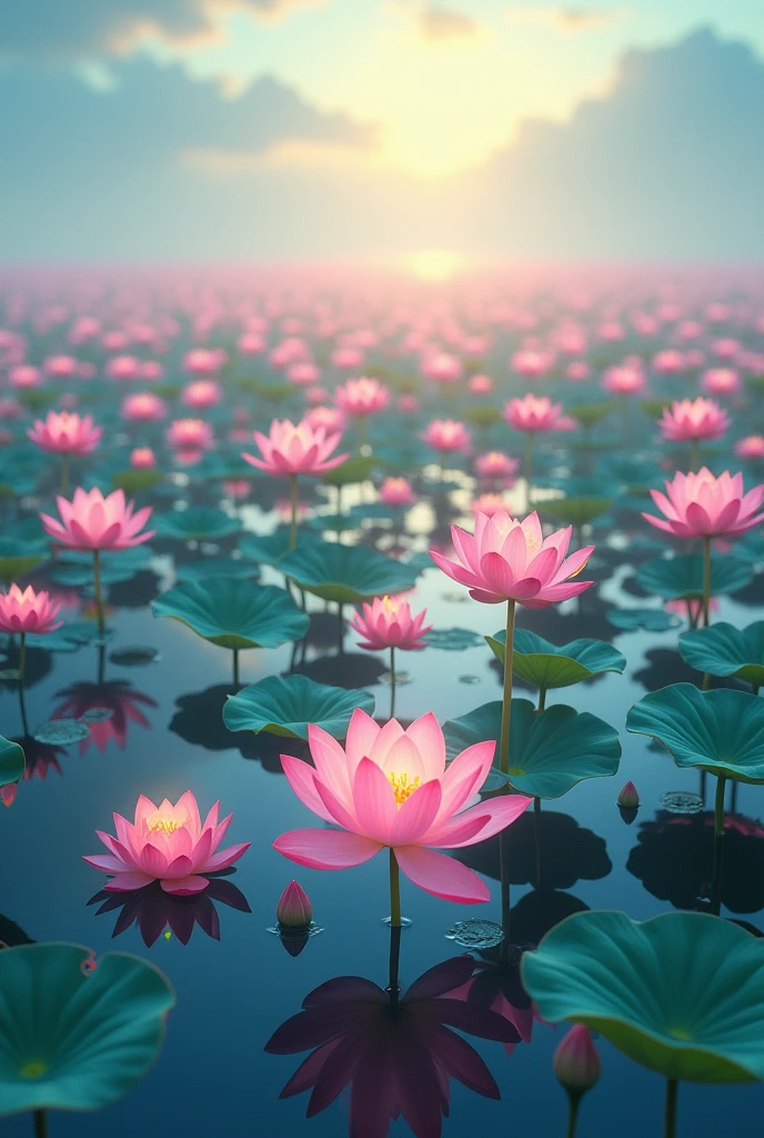 Large image and lots of lotus flowers, There without