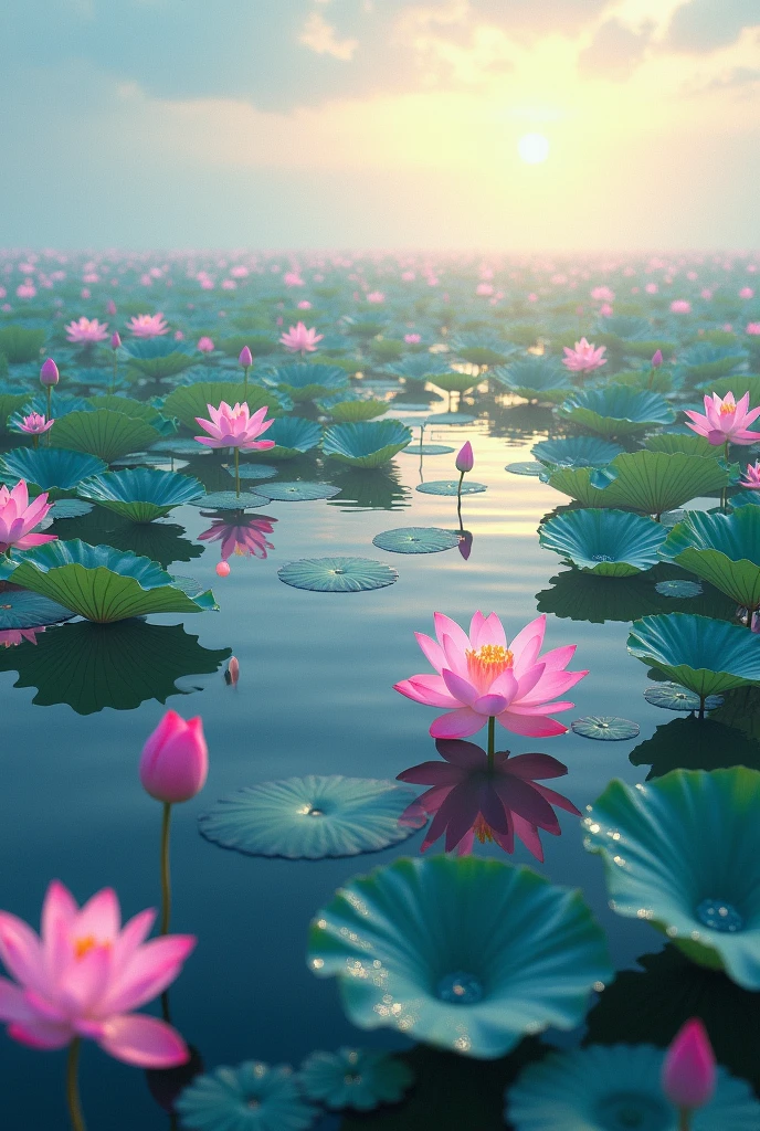 Large image and lots of lotus flowers, There without