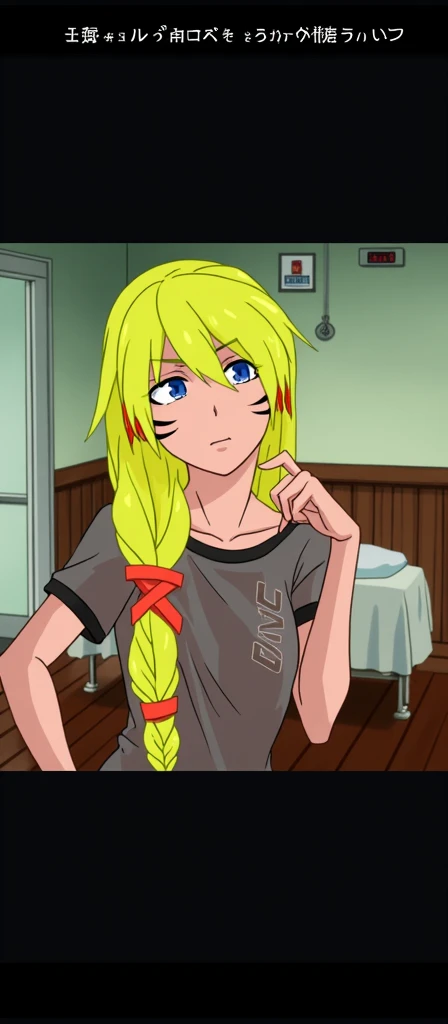 Naruko Uzumaki, 2, Busty 120 cm tall and with long blonde hair with red tips, with three black line marks on each cheek, is locked up in a mental asylum in a solitary confinement room, gagged by a straitjacket, all because of suffering from schizophrenia, The depression of wanting to get out of that asylum is evident in his blue eyes. She is completely dirty, Disordered and frayed by the isolation to which it is constantly subjected, anime style art