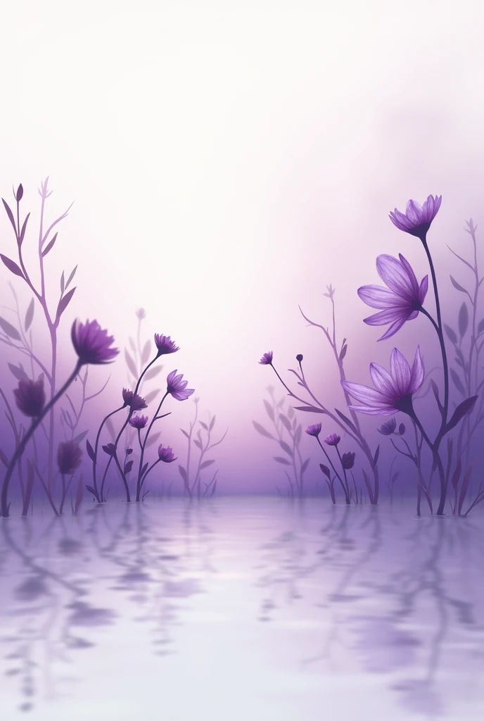 White canvas , Purple colors of different shades begin to appear , Some are in the form of flowers and branches