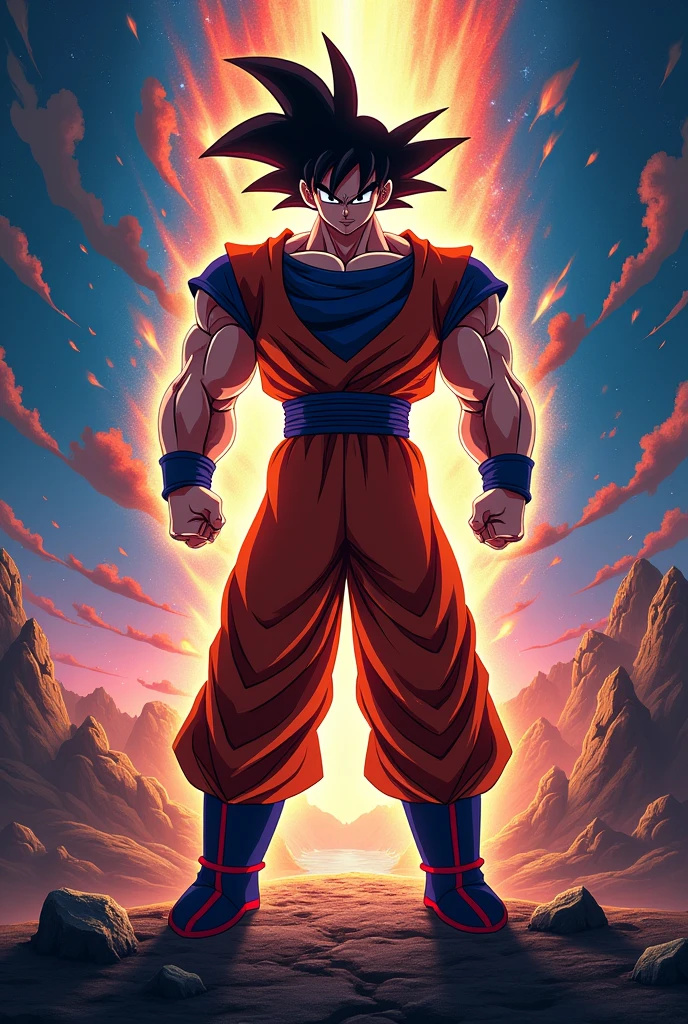 Make a logo of Goku anime character named Goku Empire with aesthetic background in 4k resulation