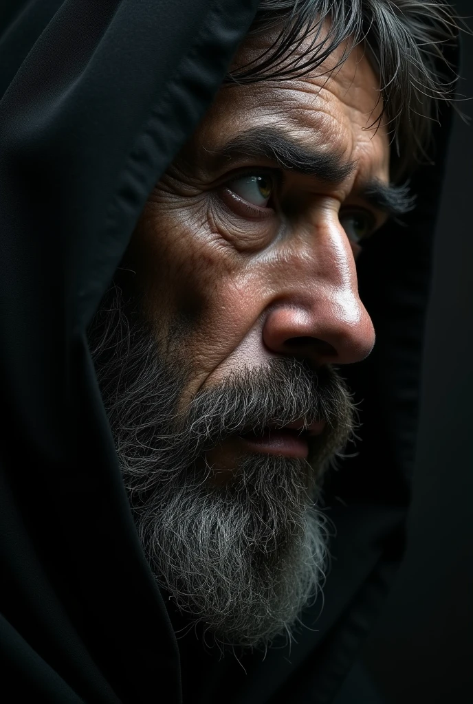 close up pictures of a mans faith in the style of the black paintings by goya