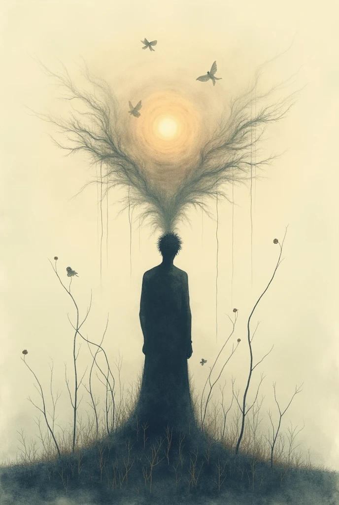 A drawing that represents the phrase "You are more than your thoughts"