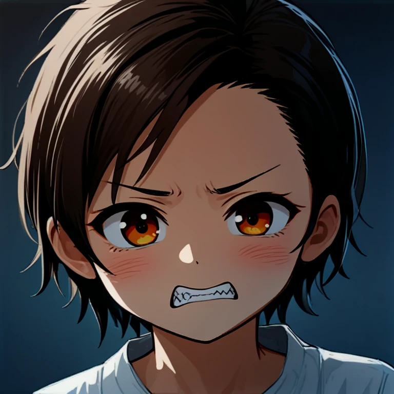 Kizi, with dark brown hair and brown eyes showing the whip marks on his back 