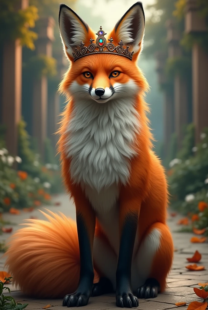 Make a fox furry wearing a crown hes male and red color