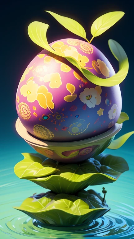 1 Monster Egg floating in the air, no base.. The image should be sharp and detailed, with beautiful colors.Exotic patterns