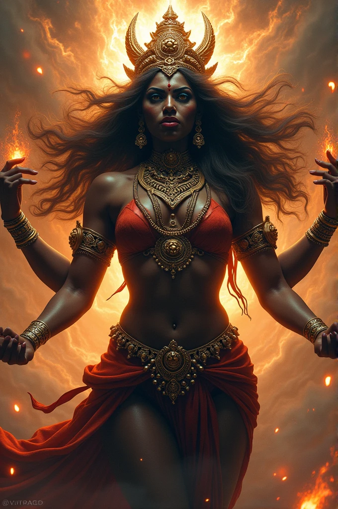 arafed woman with a chain around her waist and a ring of fire, hot fire goddess, indian goddess, giant stunning goddess shot, voluptuous and arousing, epic 3 d oshun, beautiful goddess, the super hot and sexy, lisa ann, seductive and powerful, goddess queen, thick body, extremely detailed goddess shot, goddess. extremely high detail