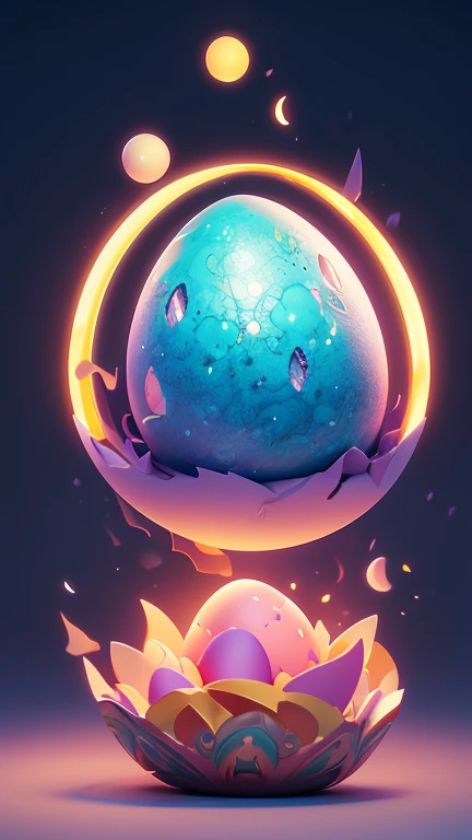 1 Monster Egg floating in the air, no base.. The image should be sharp and detailed, with beautiful colors.Exotic patterns