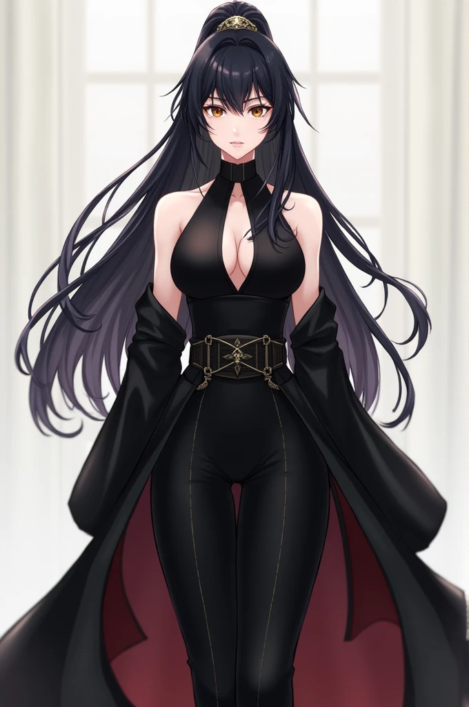 Tomoe gozen from fate grand order in a formal black dress