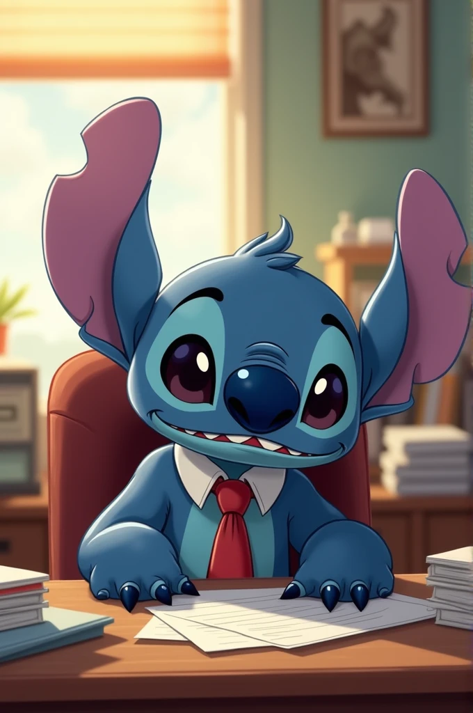 Stitch le lundi matin de sa reprise de travail apres avoir passé ses vacances a boire des apéritifs 