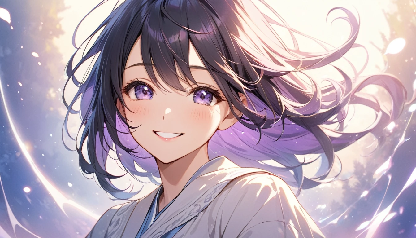 A beautiful woman with a soothing smile and a lovable aura
