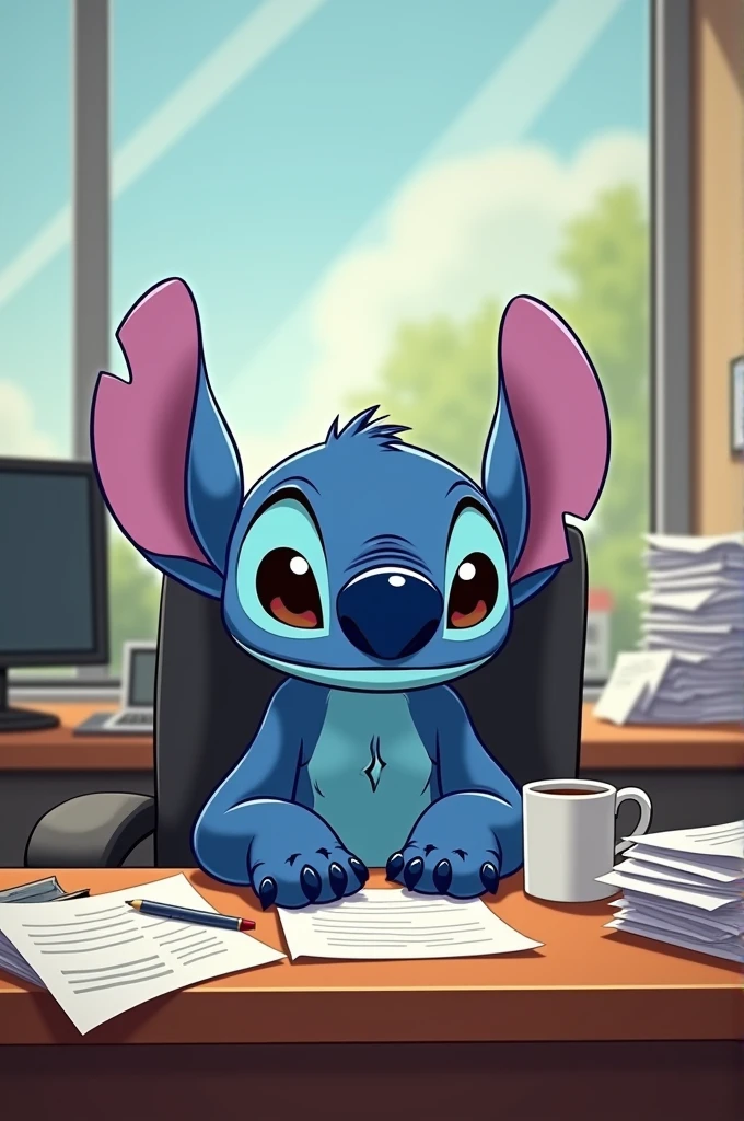 Stitch le lundi de sa reprise de travail apres avoir passé ses vacances a boire des apéritifs
