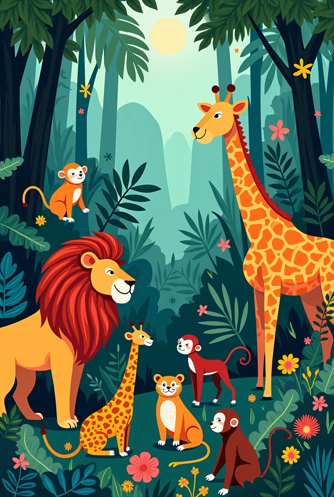 Poster sazi photos _ jungle drawing all animals