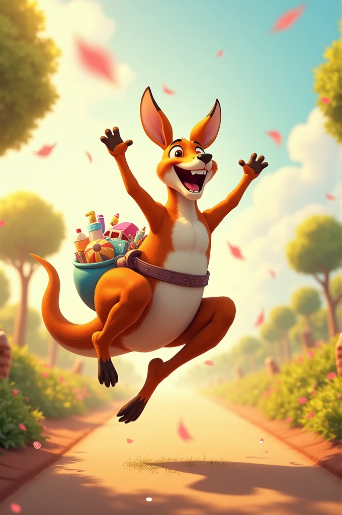 Here comes the kangaroo, hopping high,
With a pouch full of fun, reaching for the sky.
He’s bouncing along with a happy cheer,
Come and join the parade, everyone, come near!