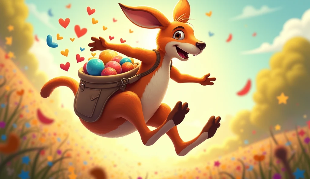 Here comes the kangaroo, hopping high,
With a pouch full of fun, reaching for the sky.
He’s bouncing along with a happy cheer,
Come and join the parade, everyone, come near!