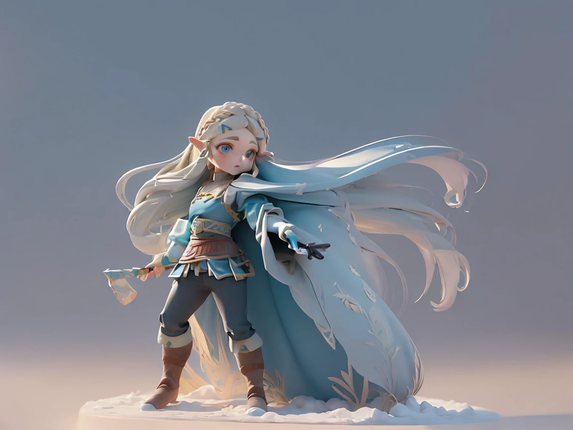 (Full body standing painting), solo, tmasterpiece,best qualtiy,8k, Clearandcleanbackground, microclose-up, 01wawa, 1girll, solo, Princess Zelda, Blue eyes, blue clothes, blonde hair, long detailed hair, brown boots (perfect detail eyes:1.2), (High quality:1.2), (High detail:1.2), (Masterpiece:1.2), (Extremely detailed:1.2), illustration,paint brushes, solo, (white background), simple backgound, Masterpiece, Best quality, illustration, , beautiful detailed glow, Beautiful detailed eyes, midriff, big forhead, tchibi, A full-body masterpiece, Best quality at best, holding sheikah slate, angry face, angry expression