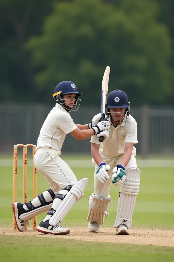 Boys plying cricket in ground