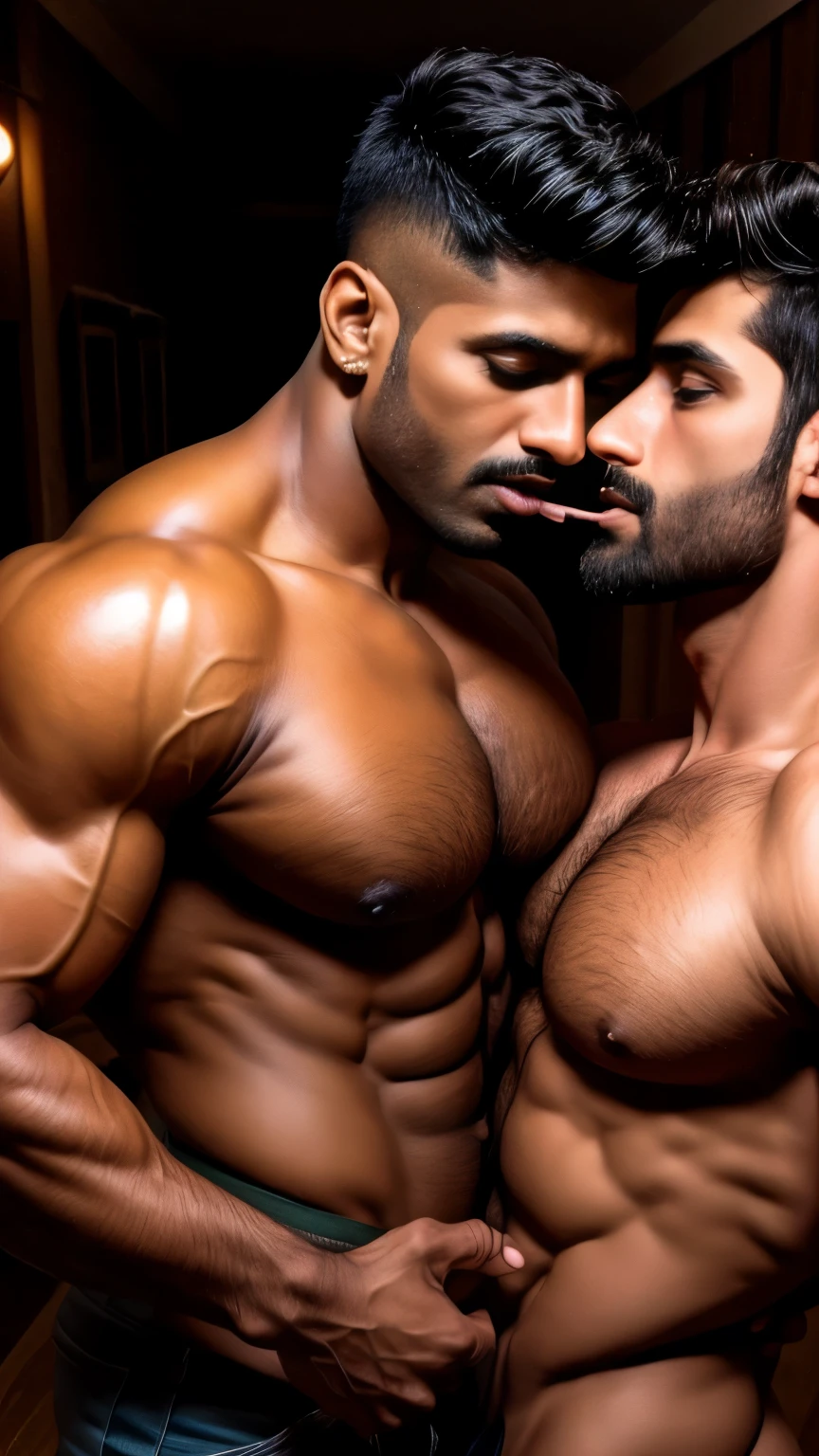 Indian gurjar gay man sucking nipple of another man
