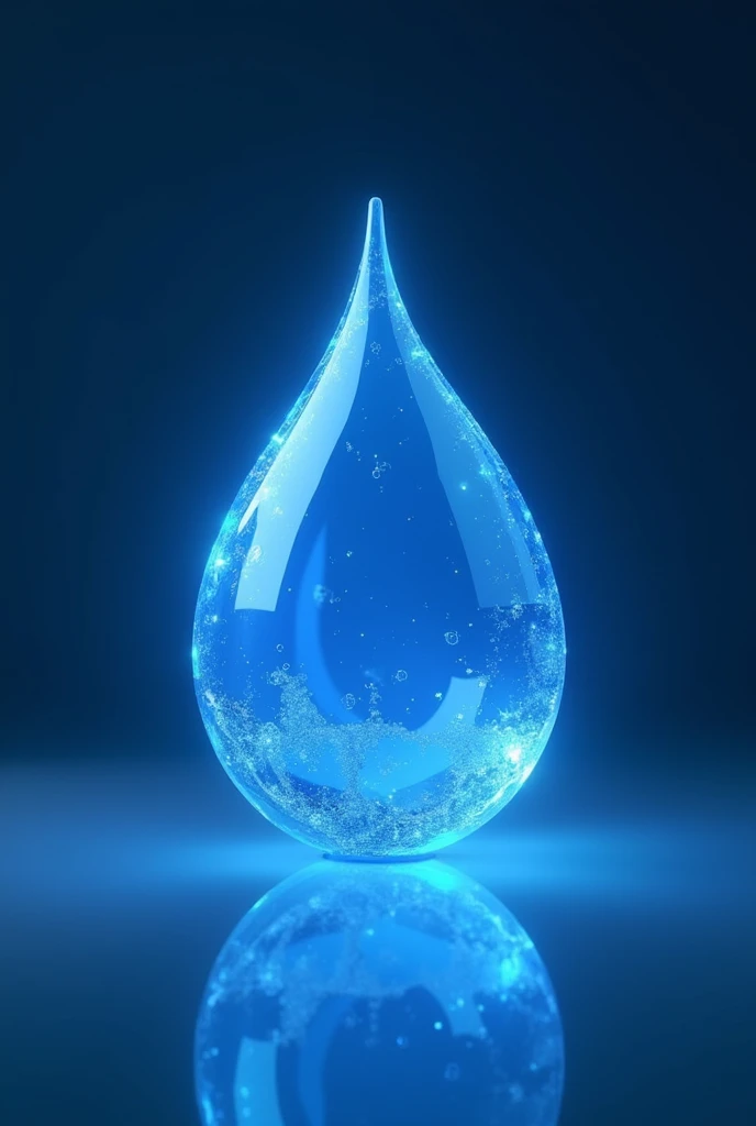 a beautiful blue water drop logo, glowing highlights, elemental color accents, shiny vibrant water, detailed 2D render, photorealistic, glossy reflective surface, dynamic liquid shape, high contrast, cinematic lighting, minimalist design, clean modern aesthetic, elegant simplicity