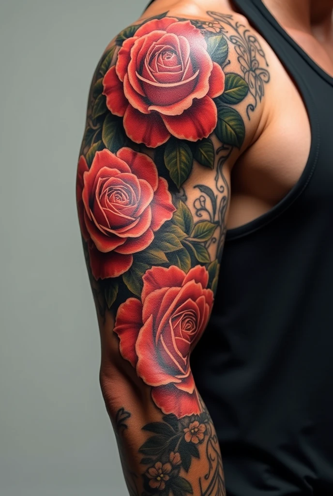Imagine an arm tattooed with big roses and something else