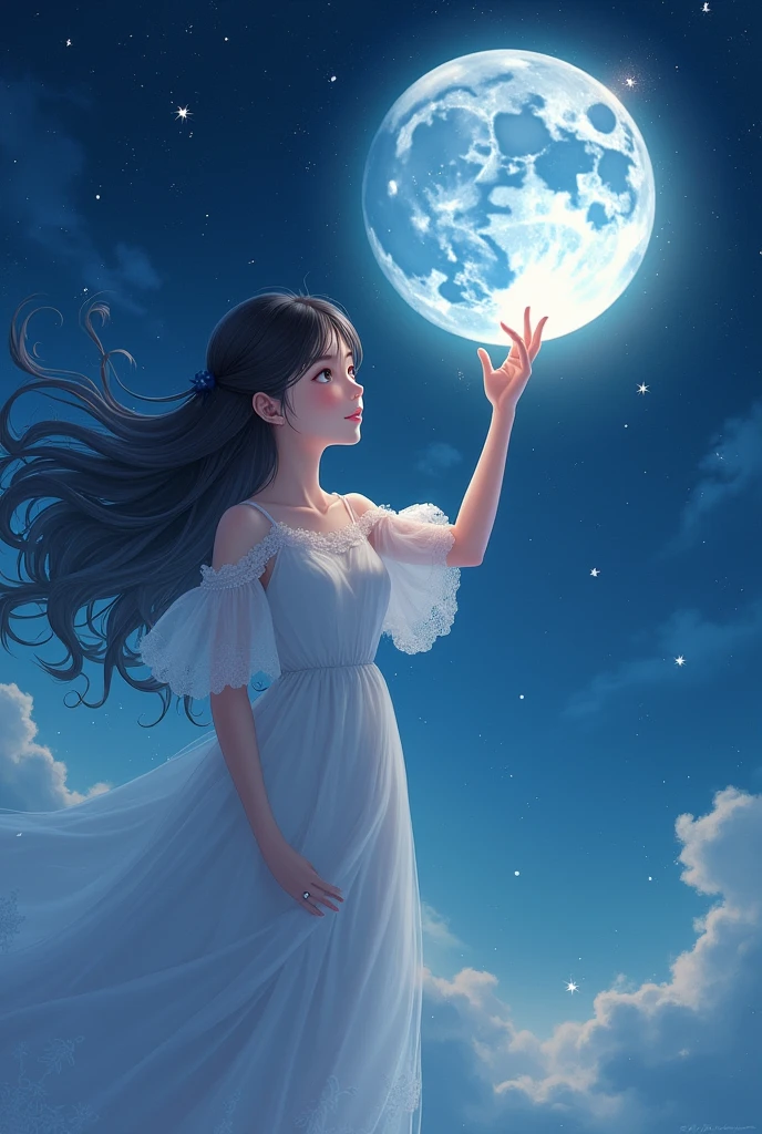 touching lives while touching moon create a drawable photo girl and anime type