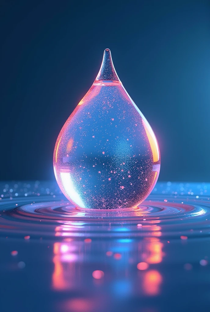 a beautiful blue water drop logo, glowing highlights, elemental color accents, shiny vibrant water, detailed 2D render, photorealistic, glossy reflective surface, dynamic liquid shape, high contrast, cinematic lighting, minimalist design, clean modern aesthetic, elegant simplicity, texto arriva **pibe agua**