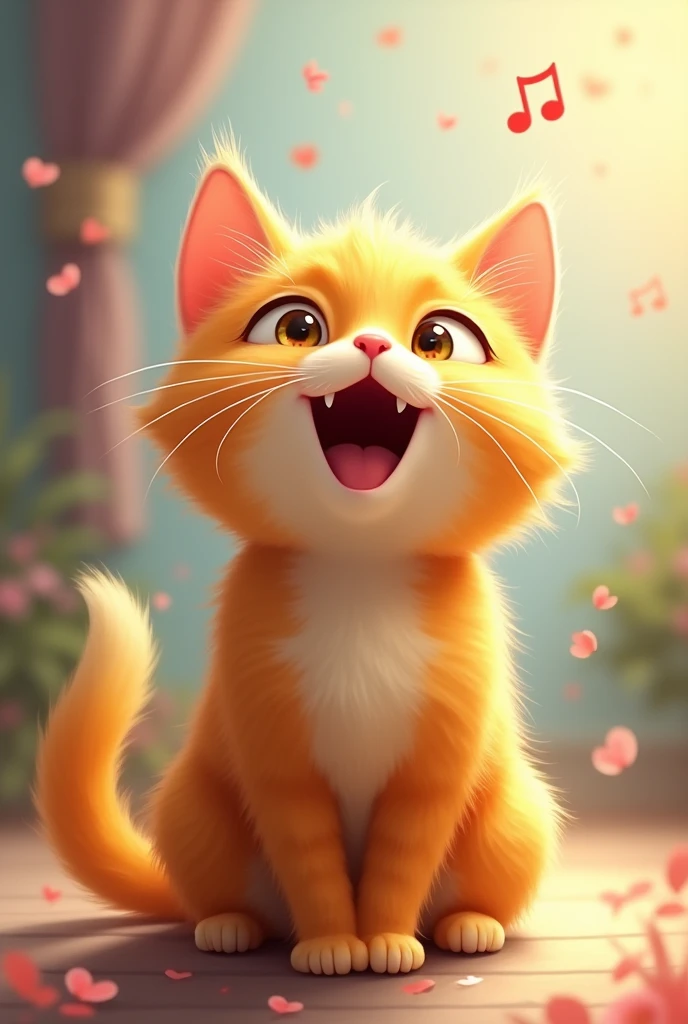 yellow cat singing