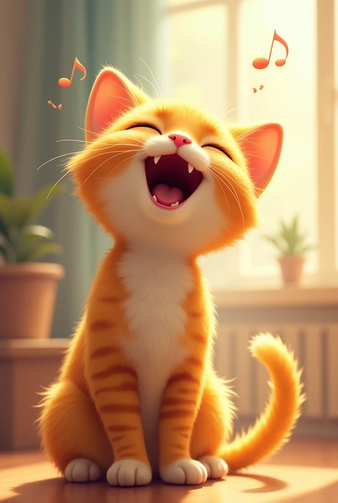 yellow cat singing