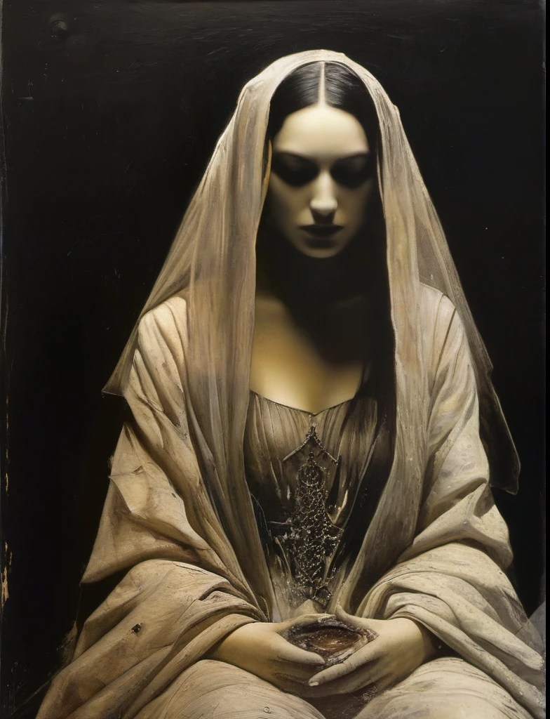 James Gurney, Surrealist art , dream-like, mysterious, Provocative, symbolic, Complex, detailed,, (Gothic but very beautiful:1.4), (masterpiece, Highest quality:1.4) , Nicola Samori Style, goddess
