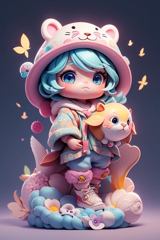 Create a picture of a newborn baby seal monster., The image should be sharp and detailed, with beautiful colors. Exotic patterns. With arms, leg, eyes, mouth, พื้นหลังสีlegว