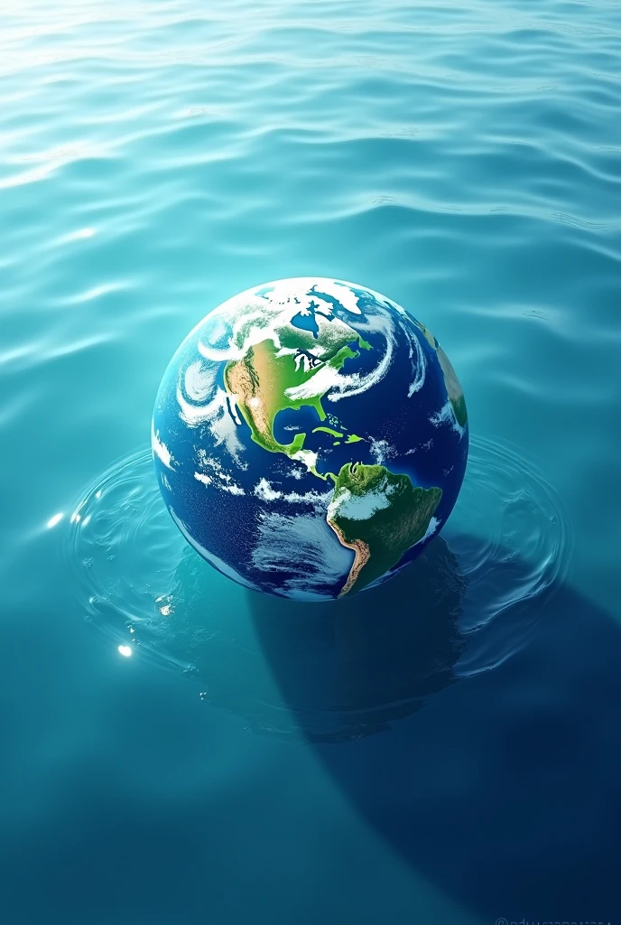 Earth in a  blue sea